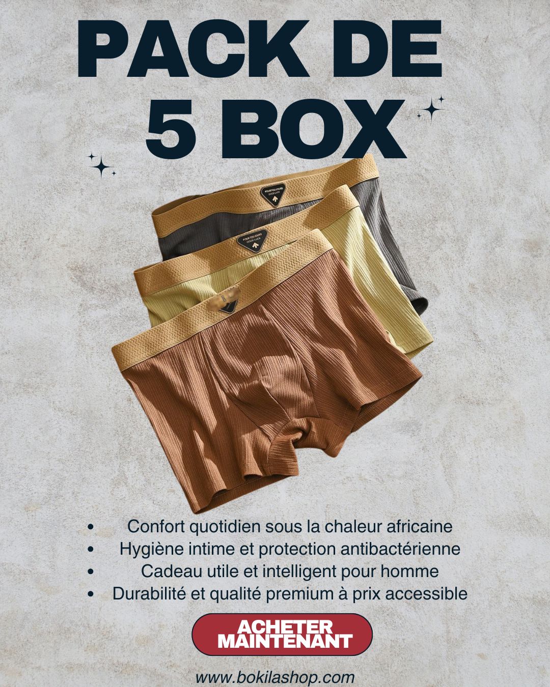 Boxer Homme Côtelé Ultra Doux – 5 Couleurs Confort & Style