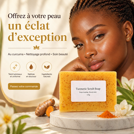 Promotion Fête du Travail Savon Éclaircissant Curcuma & Kojic – Anti‑Taches et Teint Lumineux
