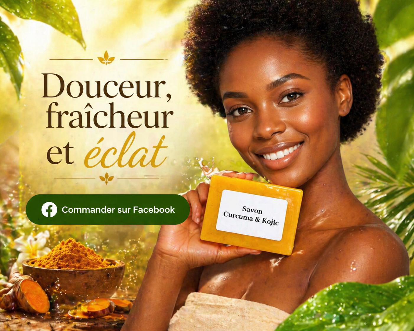 Promotion Fête du Travail Savon Éclaircissant Curcuma & Kojic – Anti‑Taches et Teint Lumineux