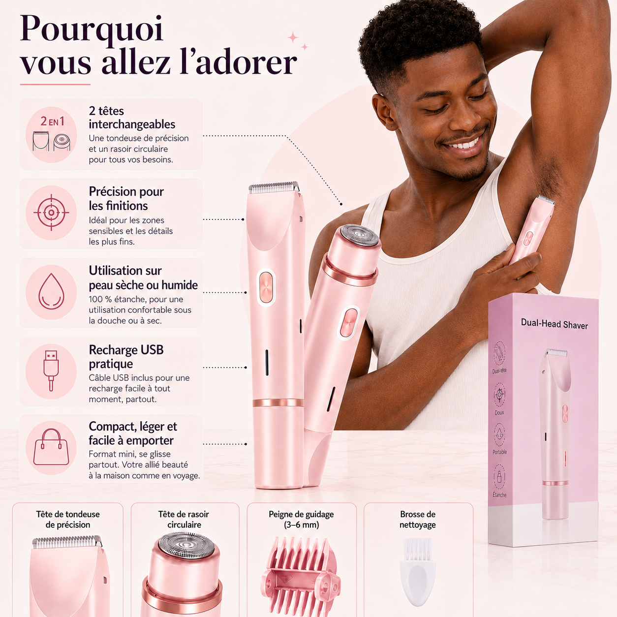 Rasoir Électrique 2 en 1 Rechargeable