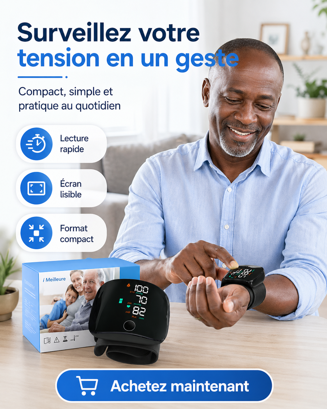 💙 TENSIOMÈTRE ÉLECTRIQUE À POIGNET – SURVEILLE TON CŒUR, PROTÈGE TA VIE 💙