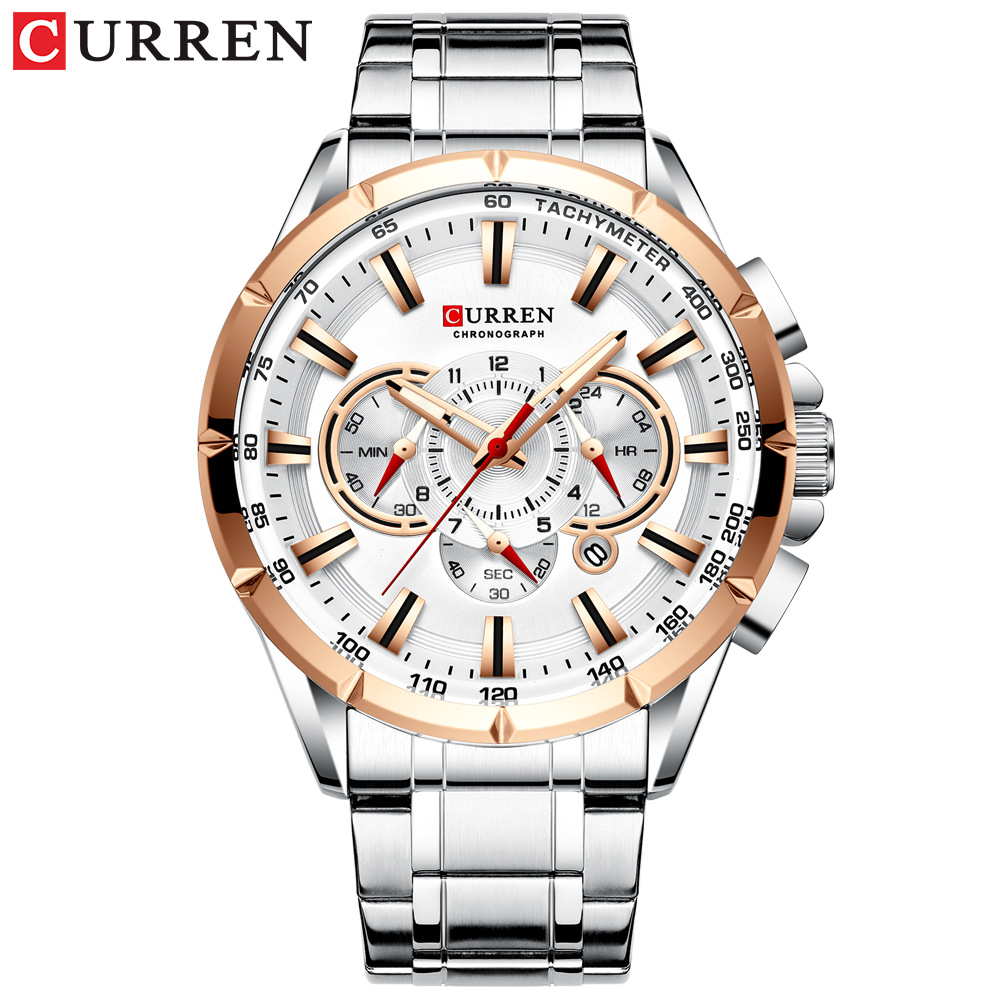 Montre Homme Curren Chronographe Luxe Acier Inoxydable