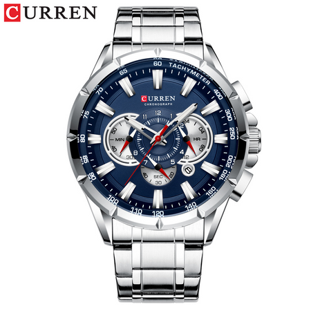 PROMOS 24H 25/7/2026 Montre Homme Curren Chronographe Luxe Acier Inoxydable
